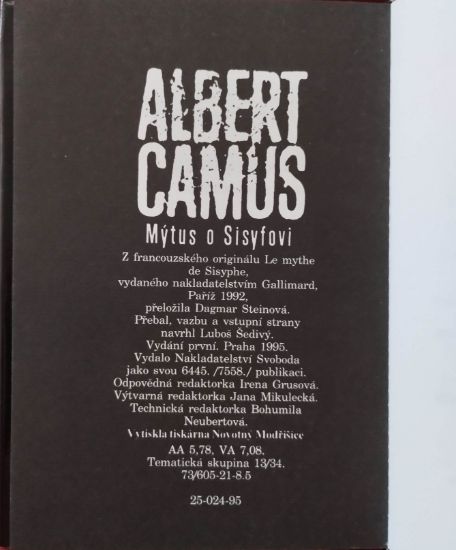 Mýtus o Sisyfovi, Albert Camus