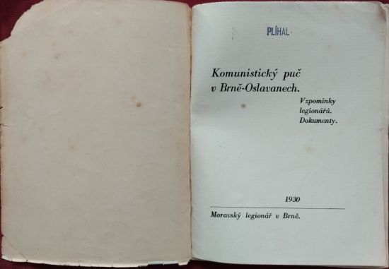 Brožura Komunistický puč v Brně-Oslavanech z roku 1930