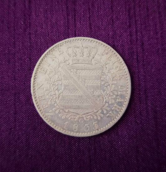 Stříbrná mince 1 Thaler (1 tolar) z roku 1836 z Království saského