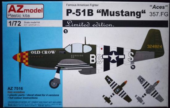 Plastikový model letadla AZmodel P-51B "Mustang" "Aces" 357. FG